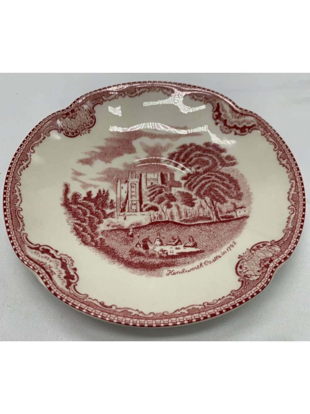 Set of 2 Johnson Bros Kenilworth Castle 1792 Red Transferware Saucer Plate 5.5"